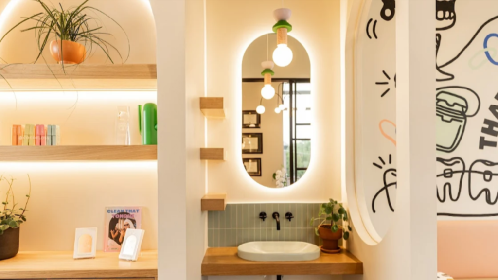 A hand-washing sink at a modern orthodontic office in Dallas, Texas
